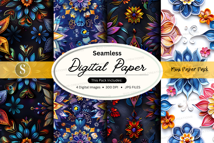 Seamless floral digital paper pack