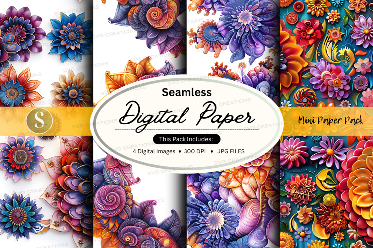 Seamless digital paper - floral pattern pack