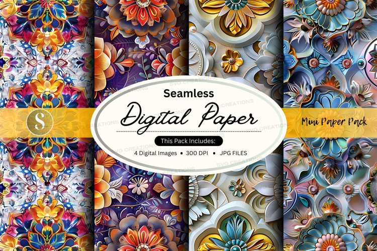 Seamless digital paper - floral pattern pack
