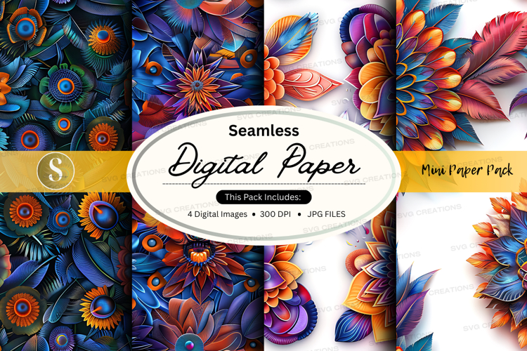 Seamless digital paper with floral design