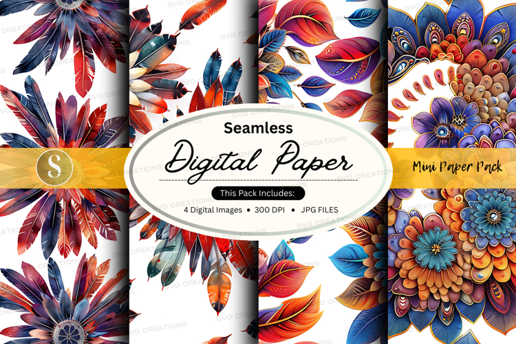 Seamless floral digital paper pack
