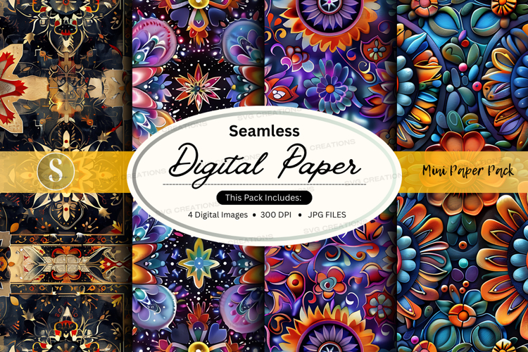 Seamless digital paper pack - floral and patterned designs