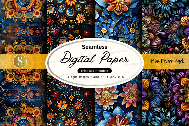 Seamless floral digital paper pack