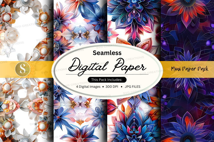 Seamless digital paper - floral pattern pack