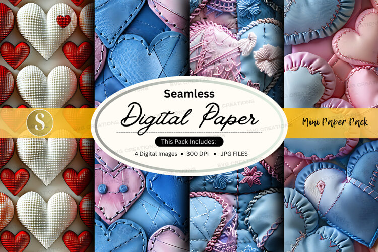 Seamless digital paper - heart pattern pack (6562409)