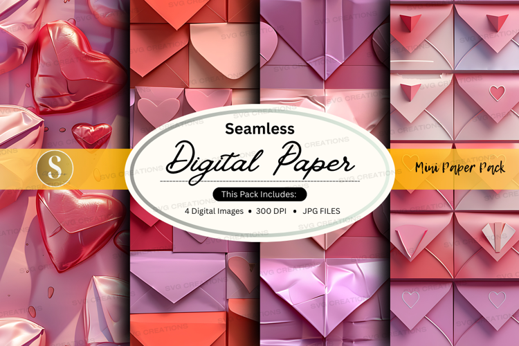 Seamless digital paper - origami heart pattern