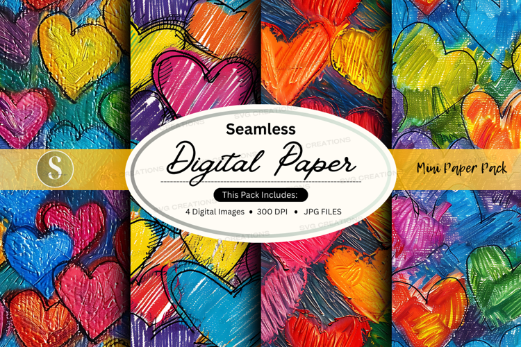 Seamless digital paper with colorful hearts