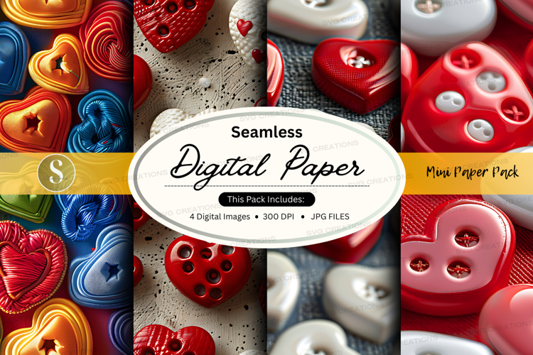 Seamless digital paper - heart shaped buttons pattern