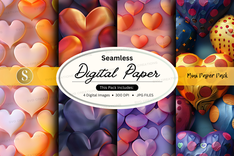 Seamless digital paper with hearts pattern