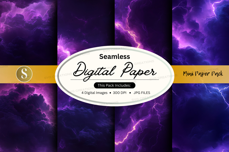 Purple lightning digital paper mockup