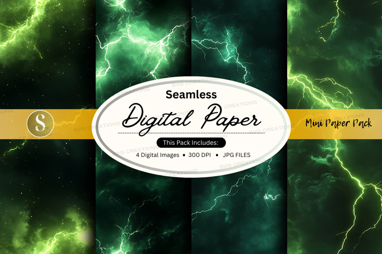 Green lightning digital paper pack