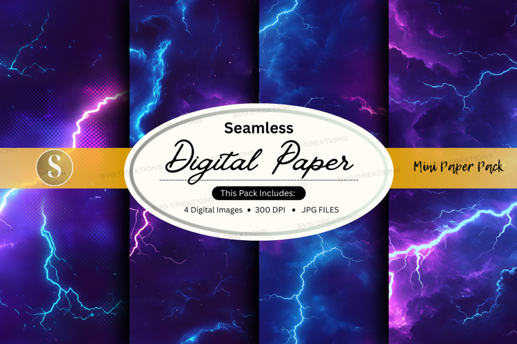 Seamless digital paper lightning storm pattern