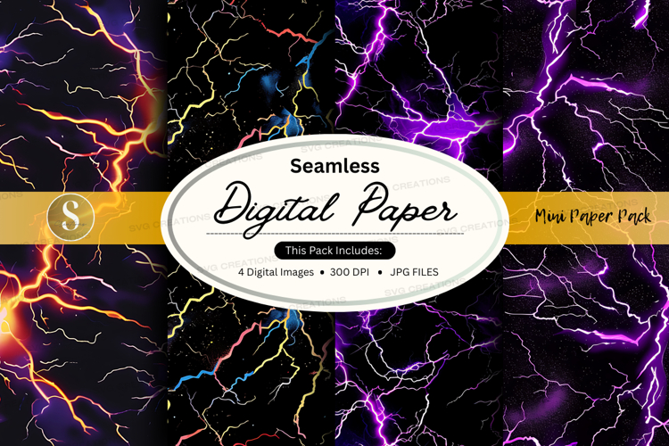 Seamless digital paper lightning pattern