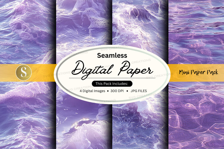 Seamless digital paper - purple marble pattern pack