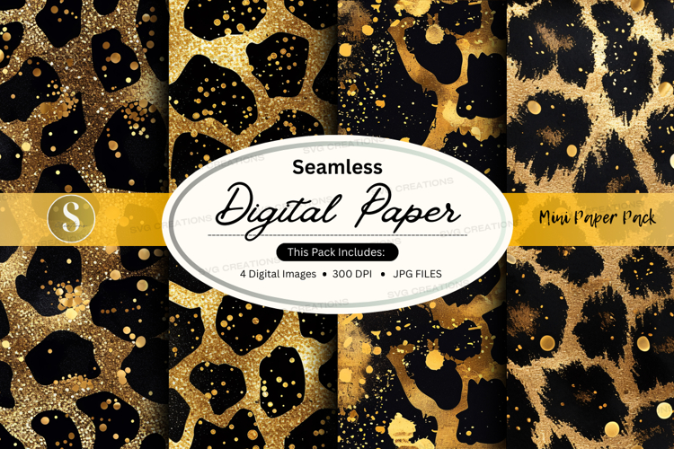 Seamless leopard print digital paper mockup