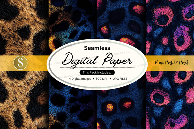 Seamless digital paper mockup - leopard print pattern