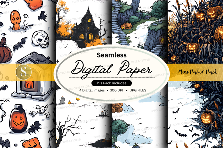 Halloween-themed digital paper pack