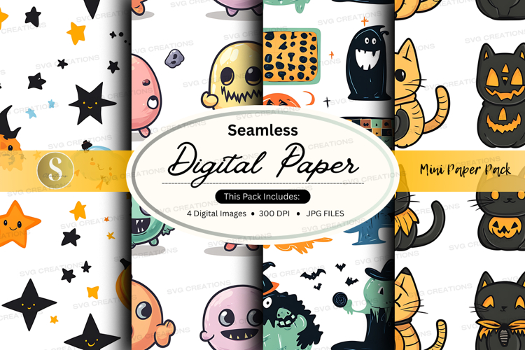 Halloween-themed seamless digital paper