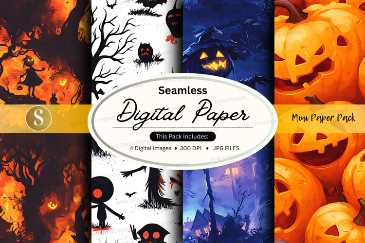 Halloween themed seamless digital paper pack
