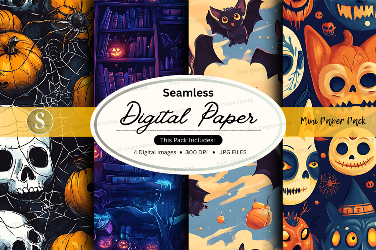 Halloween-themed digital paper pack