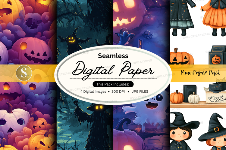 Halloween themed seamless digital paper pack