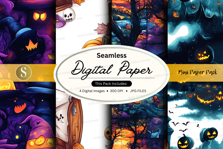 Halloween themed seamless digital paper pack