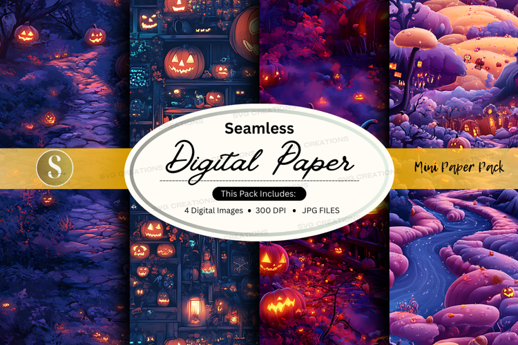 Halloween themed seamless digital paper pack