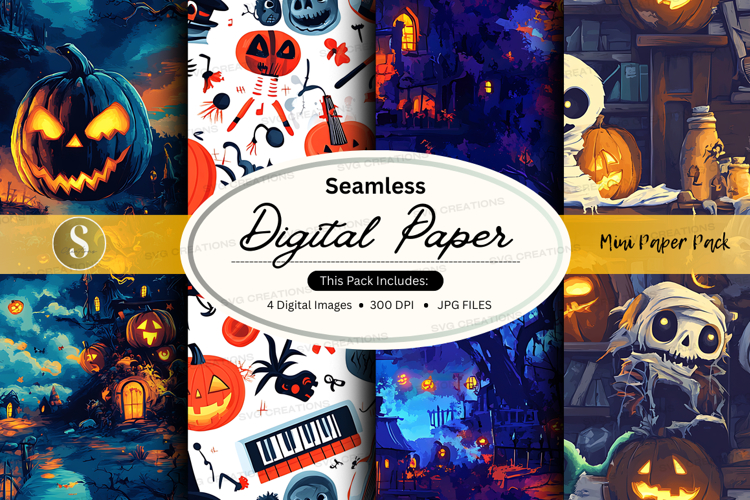 Halloween themed seamless digital paper pack