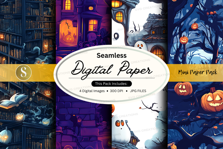 Halloween-themed digital paper pack