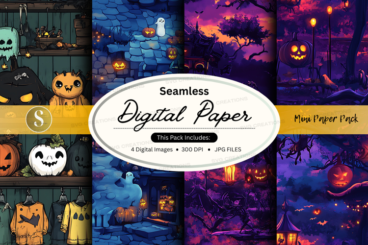 Halloween themed digital paper pack