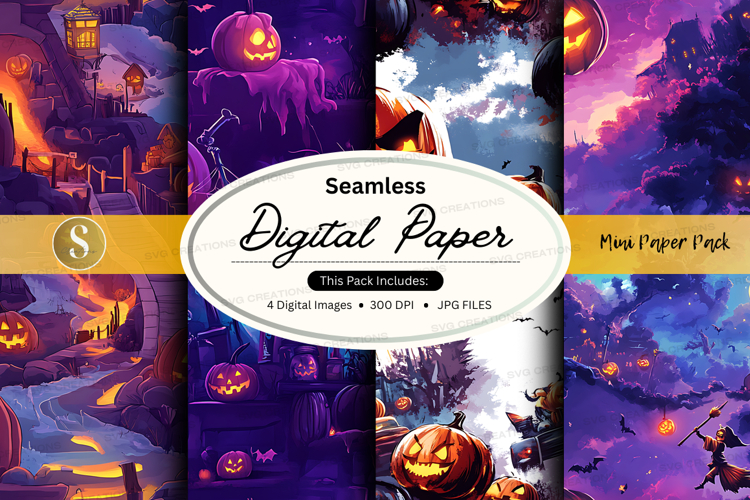 Halloween themed seamless digital paper pack