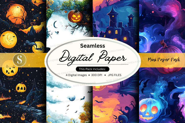 Halloween-themed digital paper pack
