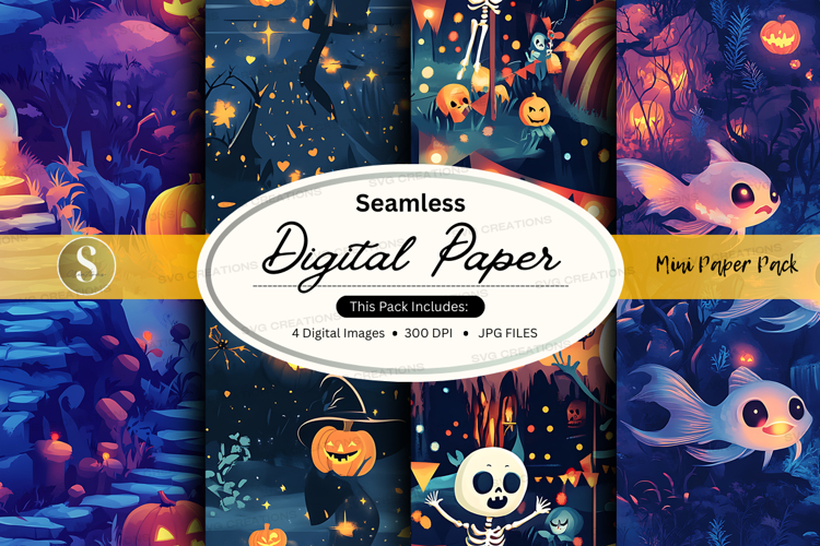 Halloween themed seamless digital paper pack