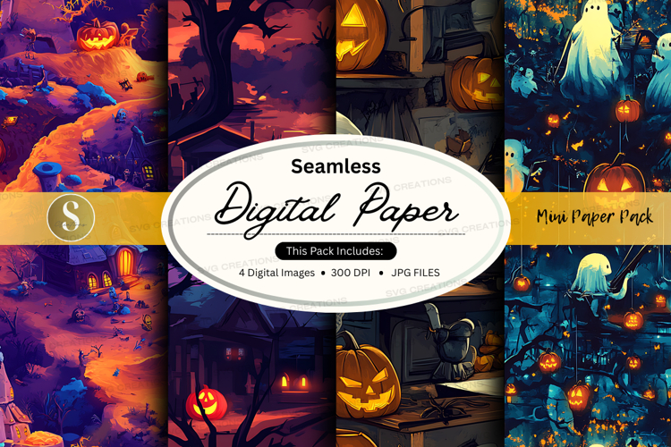 Halloween-themed digital paper pack mockup