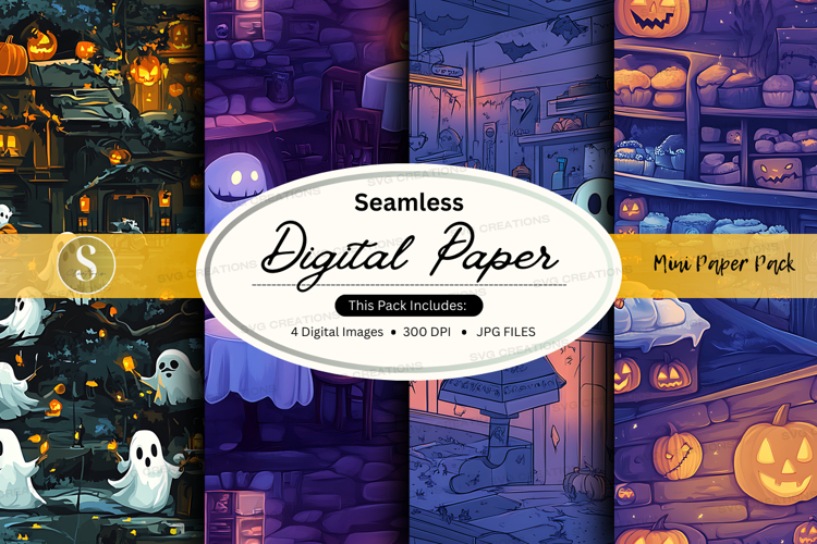 Halloween themed seamless digital paper pack