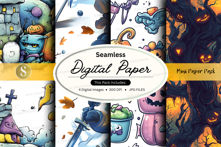 Halloween-themed digital paper pack
