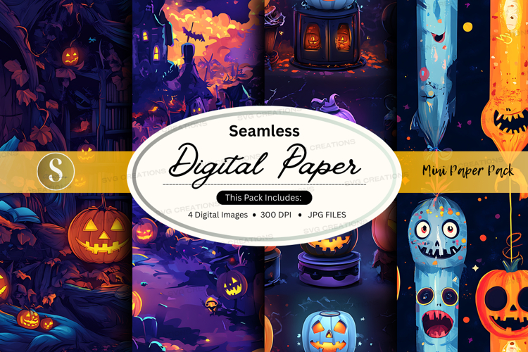 Halloween themed seamless digital paper pack