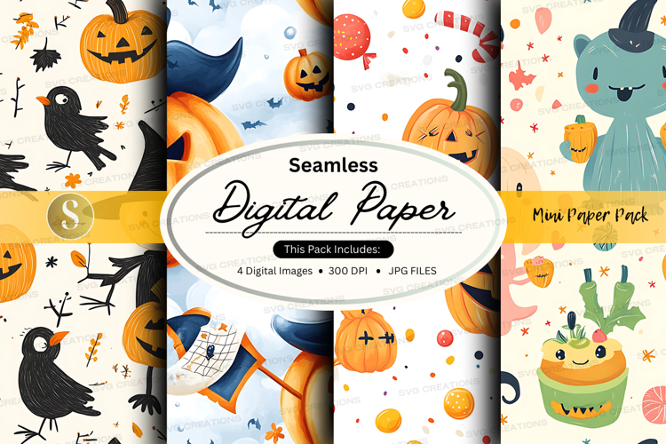 Halloween-themed digital paper pack
