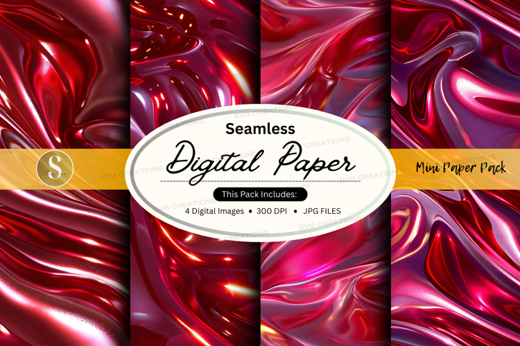 Seamless digital paper pack - metallic red textures