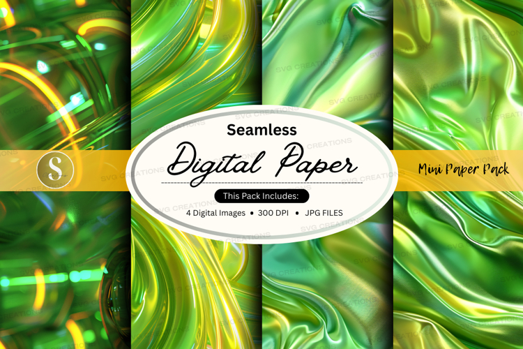 Seamless green digital paper pack