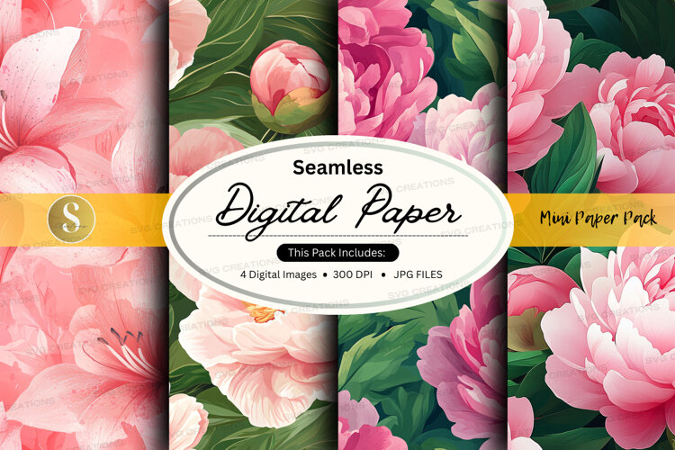 Seamless digital paper - peony pattern example image 1
