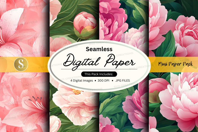 Seamless digital paper - peony pattern