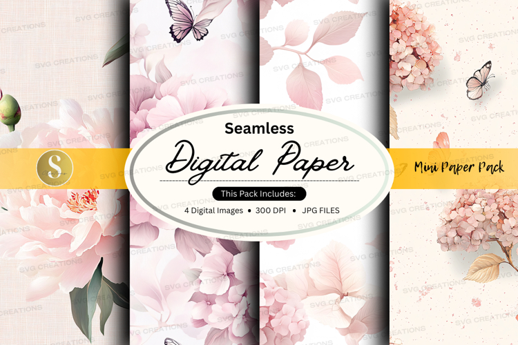 Seamless digital paper with floral designs