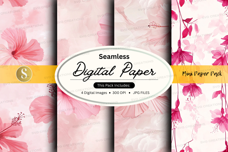 Seamless digital paper - pink floral pattern