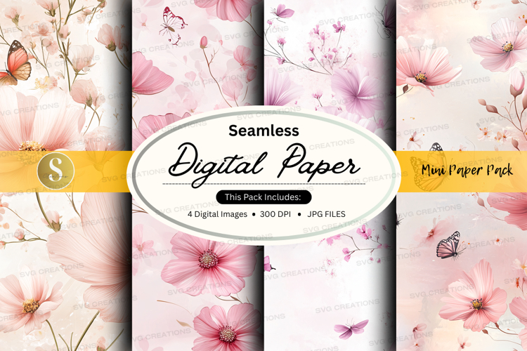 Seamless floral digital paper pack