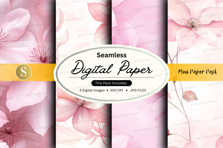 Seamless digital paper with pink floral pattern