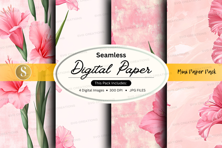Seamless digital paper with pink flowers