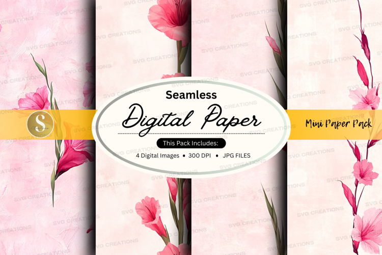 Seamless digital paper with pink flowers