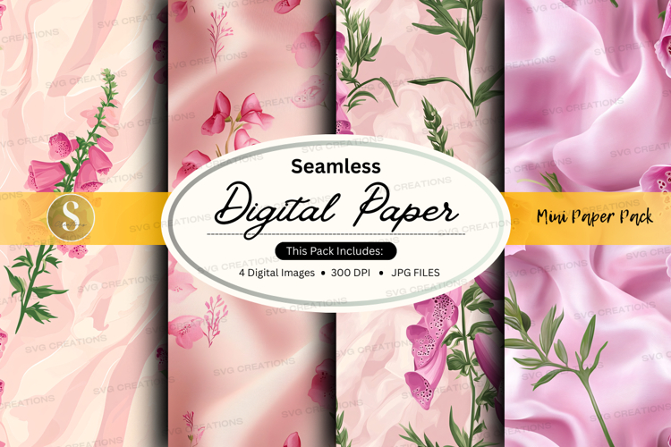 Seamless digital paper with floral pattern