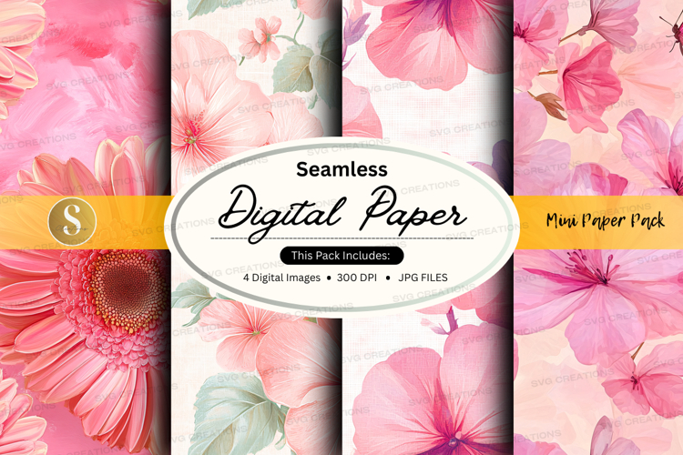 Seamless digital paper with floral pattern